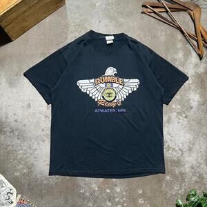 Vintage Y2K Faded Black Wings Tribal Biker Tee Mens XL Faded Black Eagle Shirt